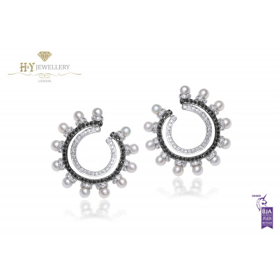 Ananya Balance C-Clip Earrings set with Pearls and Diamonds