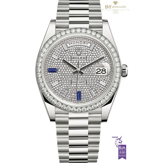 Rolex Day Date 40 White gold with Factory Diamonds and