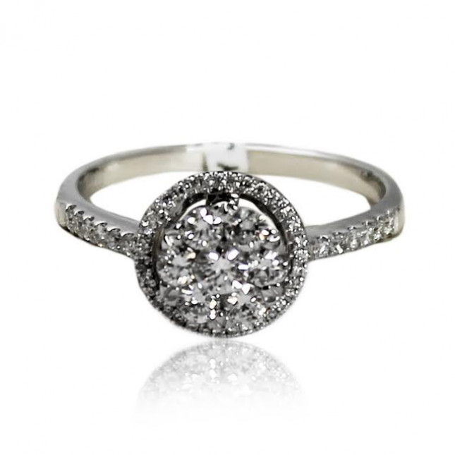 White Gold Engagement Ring With Brilliant Cut Diamonds