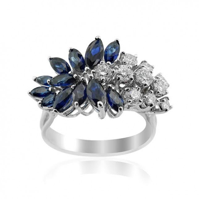White Gold Sapphire And Diamond Ring