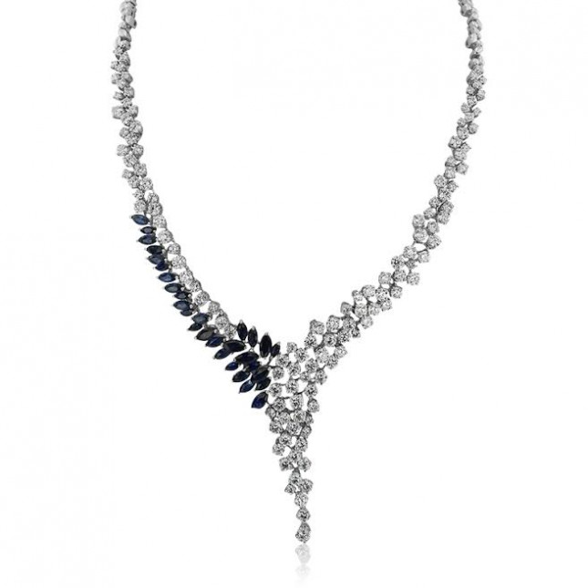 White Gold Sapphire And Diamond Necklace