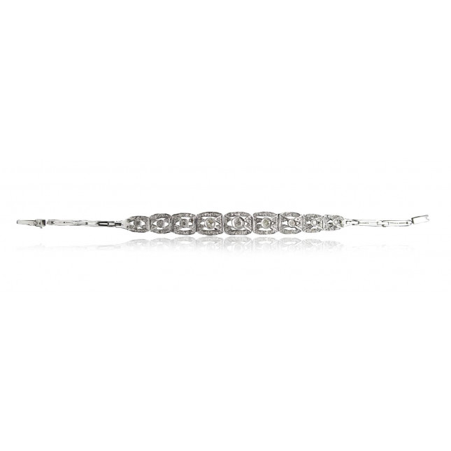 White Gold Vintage Bracelet With Brilliant Cut Diamonds