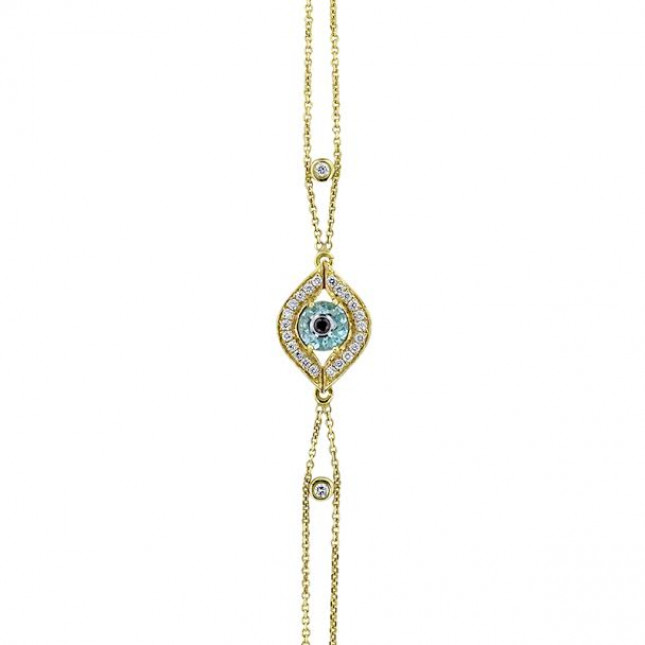Protection From The Evil Eye Bracelet With Blue Topaz and Onyx