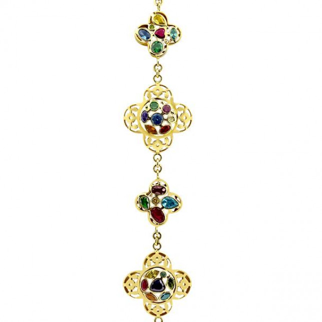 Yellow Gold Peridot and Citrine Clover Bracelet 