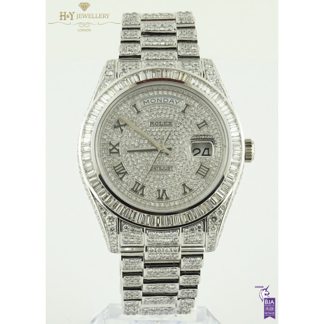 Rolex Day Date II White Gold with After market diamonds - ref 218239