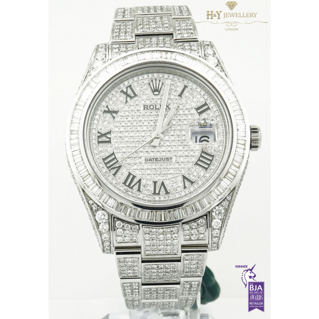 Rolex Date Just 41 Steel with After market Diamonds - ref 116334