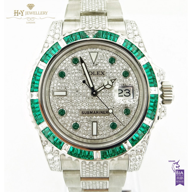 Rolex Submariner with After market diamonds and emeralds - ref 116610LN