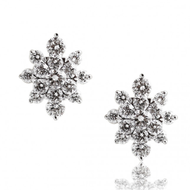 Snowflake Diamond Stud Earrings 