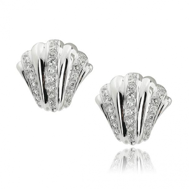 White Gold Stud Earrings With Brilliant Cut Diamonds