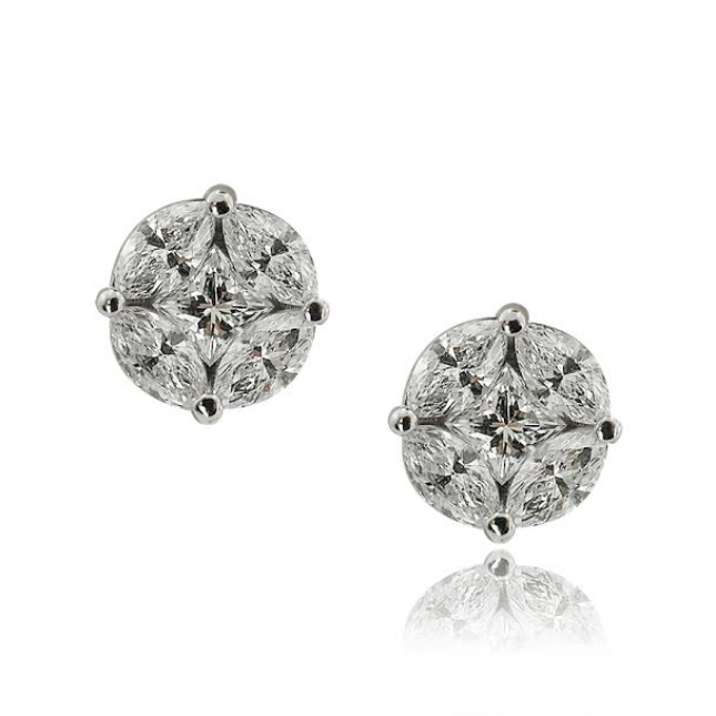 White Gold Marquise Cut Stud Earrings
