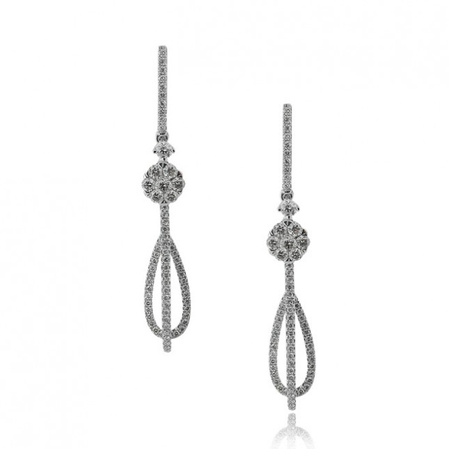 White Gold Drop Diamond Earrings