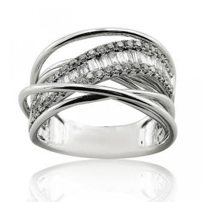 White Gold Large Cocktail Ring With Brilliant Cut Diamonds