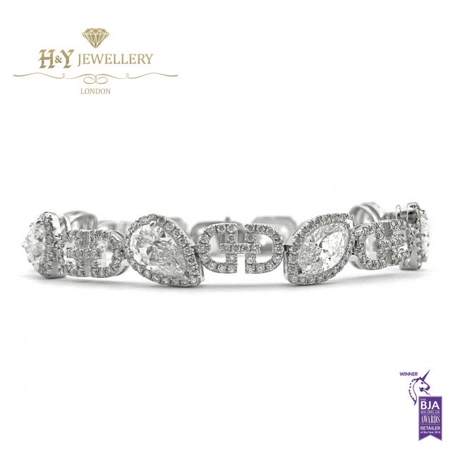 White Gold Mixed Cut Diamond Bracelet - 11.41 ct