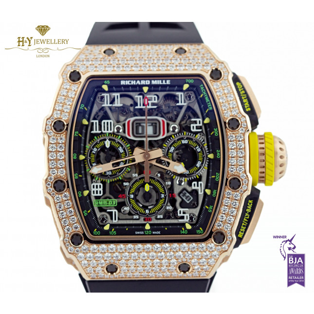 Richard Mille Chronograph Rose gold set with Factory diamonds - RM11-03