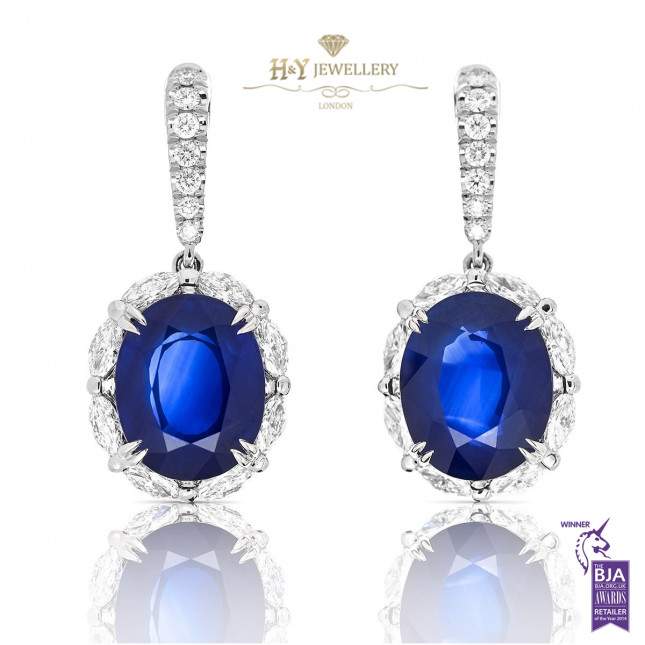 Natural Sri-Lanka Sapphire Drop Earrings - 28.31 ct