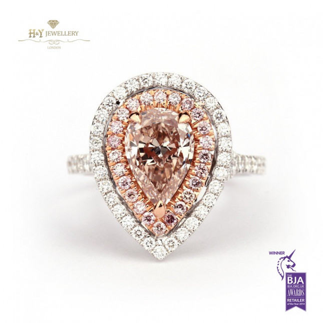 Fancy Pear Pink Diamond Ring VS2 , G-H