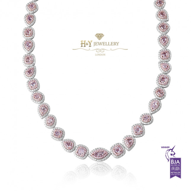 White Gold Fancy Pink Diamond Necklace - 16.11 ct