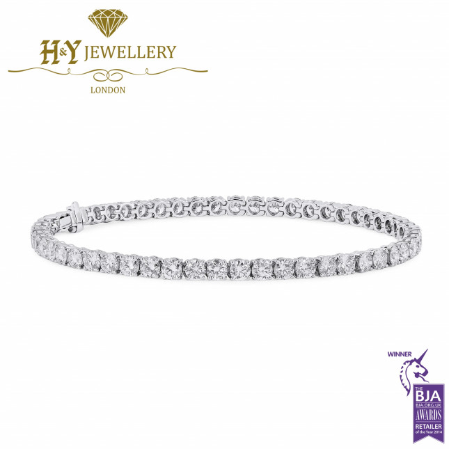 White Gold Round Cut Diamond Tennis Bracelet - 10.44 ct