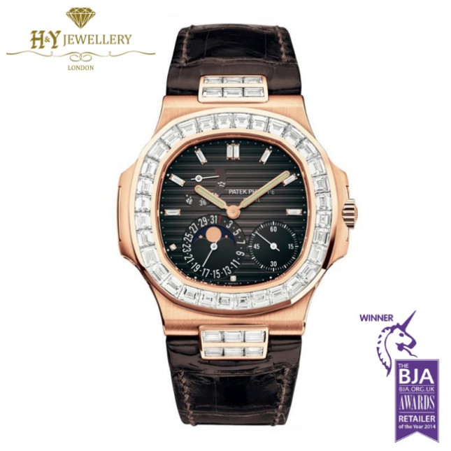 Patek Philippe Nautilus Moon Phase Rose Gold with Factory Diamonds- ref 5724R-001