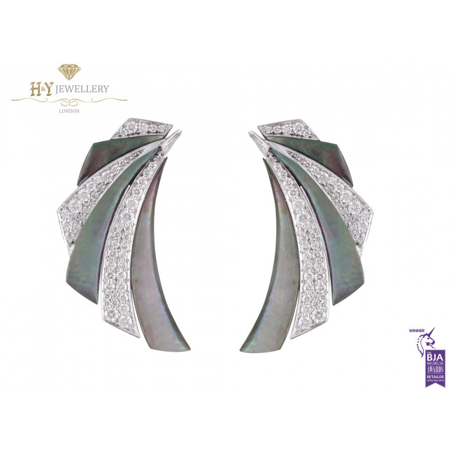 Ananya White Gold Mogra Demi Blossom Ear Cuffs set with Mother of Pearl and Diamonds