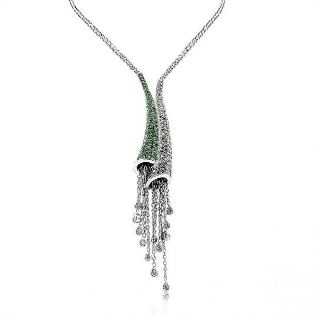 Peridot and Cognac diamond Necklace 