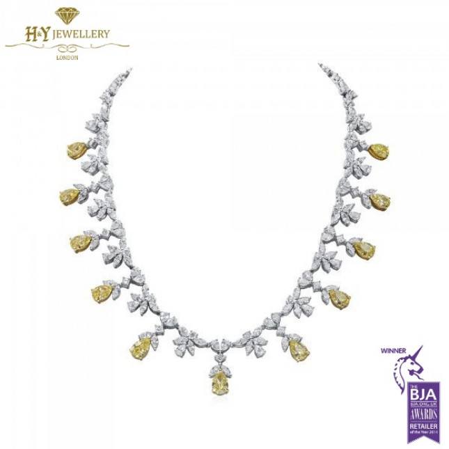 White Gold Fancy Yellow Diamond Set - 51.61cts