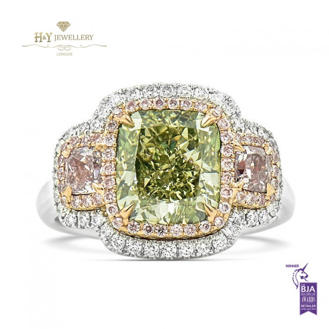 Fancy Green And Pink Diamond Ring - 4.16 ct