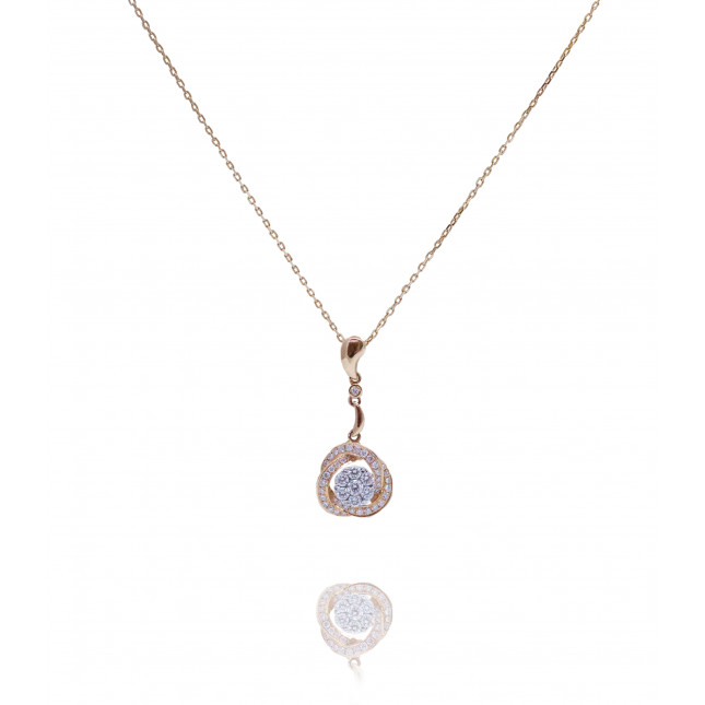 Rose Gold and White Diamond Swirl Pendant 