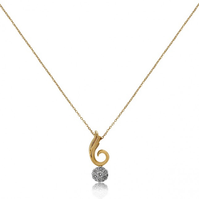 Rose Gold Spiral Necklace With Brilliant Cut Diamonds