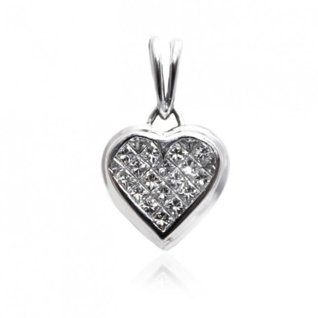White Gold Heart Shape Pendant With Brilliant Cut Diamonds