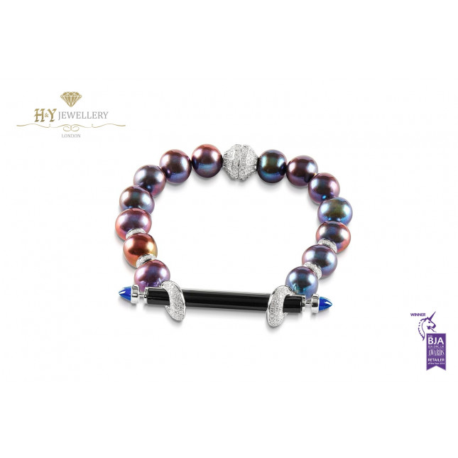 Ananya Chakra Bracelet set with Onyx, Topaz, Pearls and Diamonds