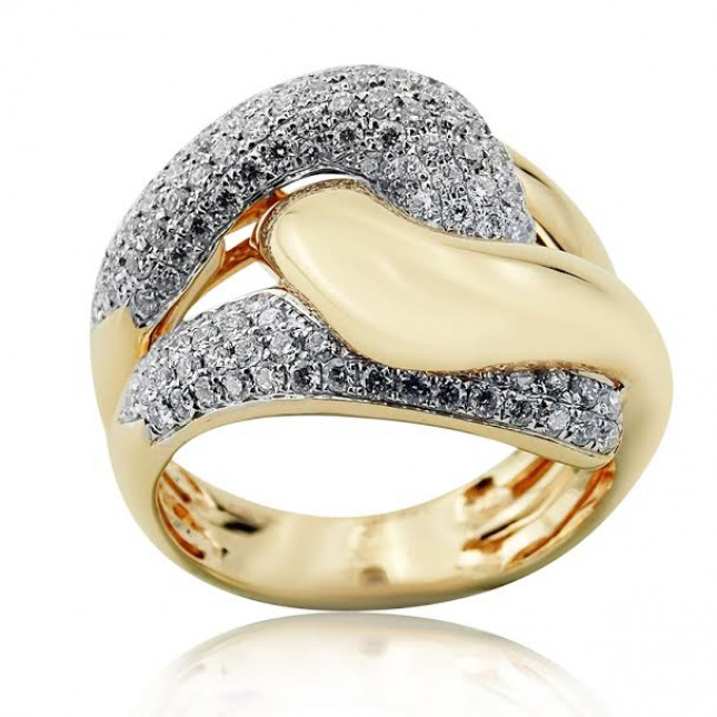 White And Rose Gold ZigZag Ring With Brilliant Cut Diamonds