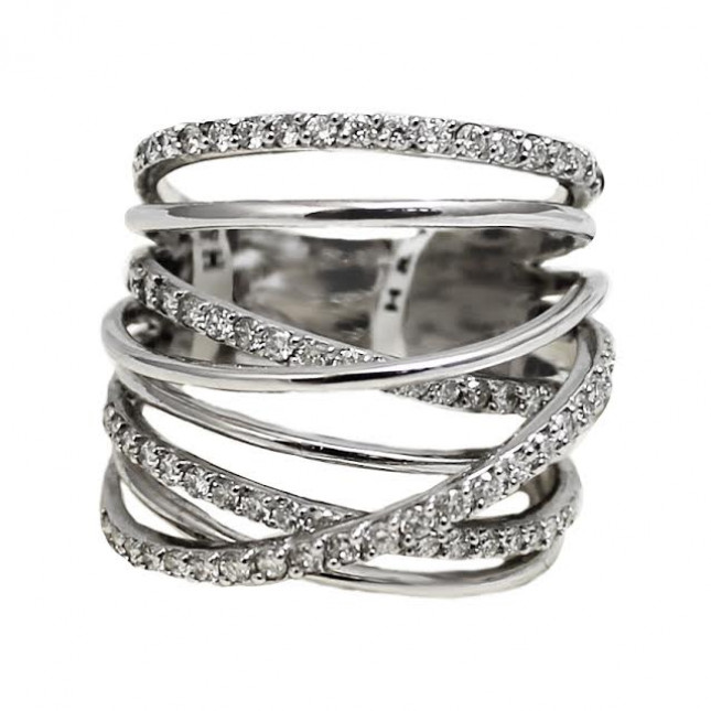 White Gold Cocktail Ring With Round Cut Diamonds