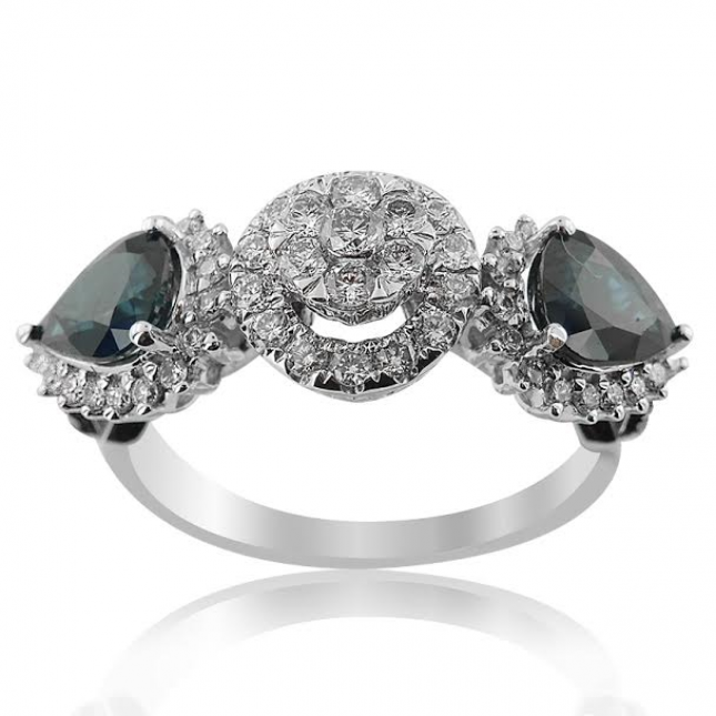Pear Cut Sapphire and Diamond Ring 