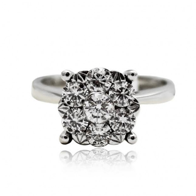 White Gold Engagement Ring With Brilliant Cut Diamonds