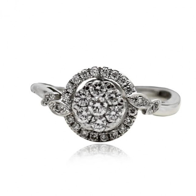 White Gold Engagement Ring With Brilliant Cut Diamonds
