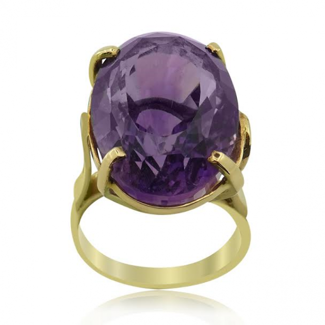 Yellow Gold Large Amethyst Ring