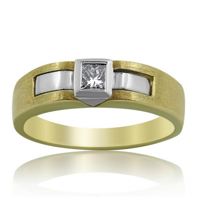 Yellow and White Gold Ring With A Diamond