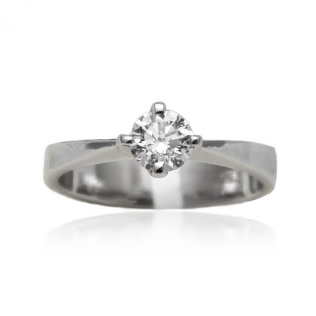 White Gold Four Claw Solitaire Diamond Engagment Ring 