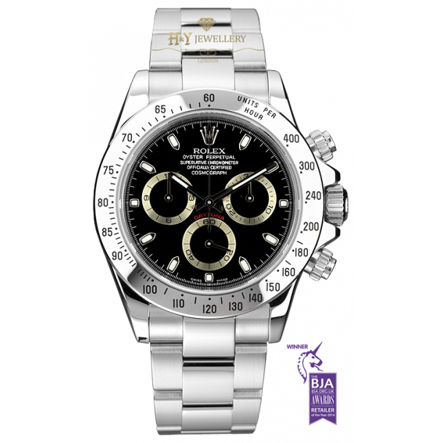 Rolex daytona shop steel black dial