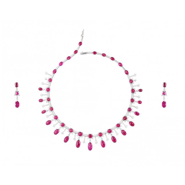 African Ruby and Diamond Set