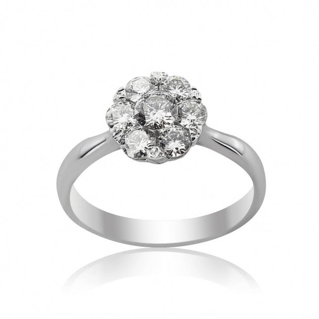 White Gold Engagement Ring With Brilliant Cut Diamonds