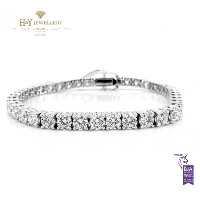 White Gold Brilliant Cut Tennis Bracelet - ref 10.39 ct