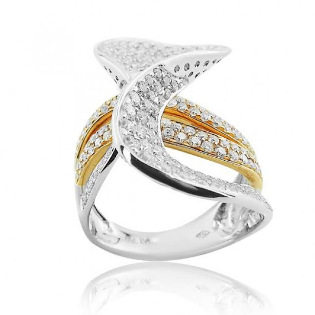White And Rose Gold Cocktail Ring With Brilliant Cut Diamonds