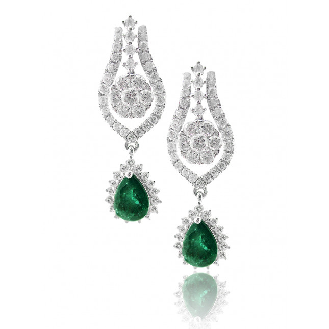 Emerald and Diamond Drop Earrings 