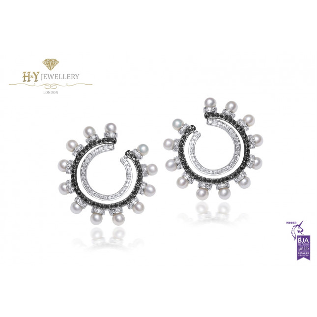 Ananya Balance C-Clip Earrings set with Pearls and Diamonds