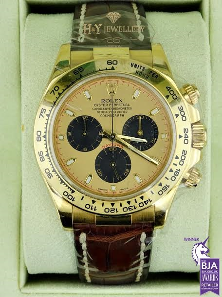 Gold daytona cheap leather strap