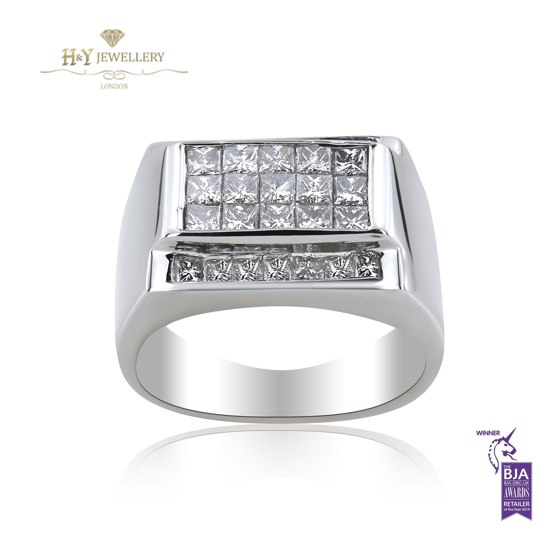 Mens rings white best sale gold diamonds