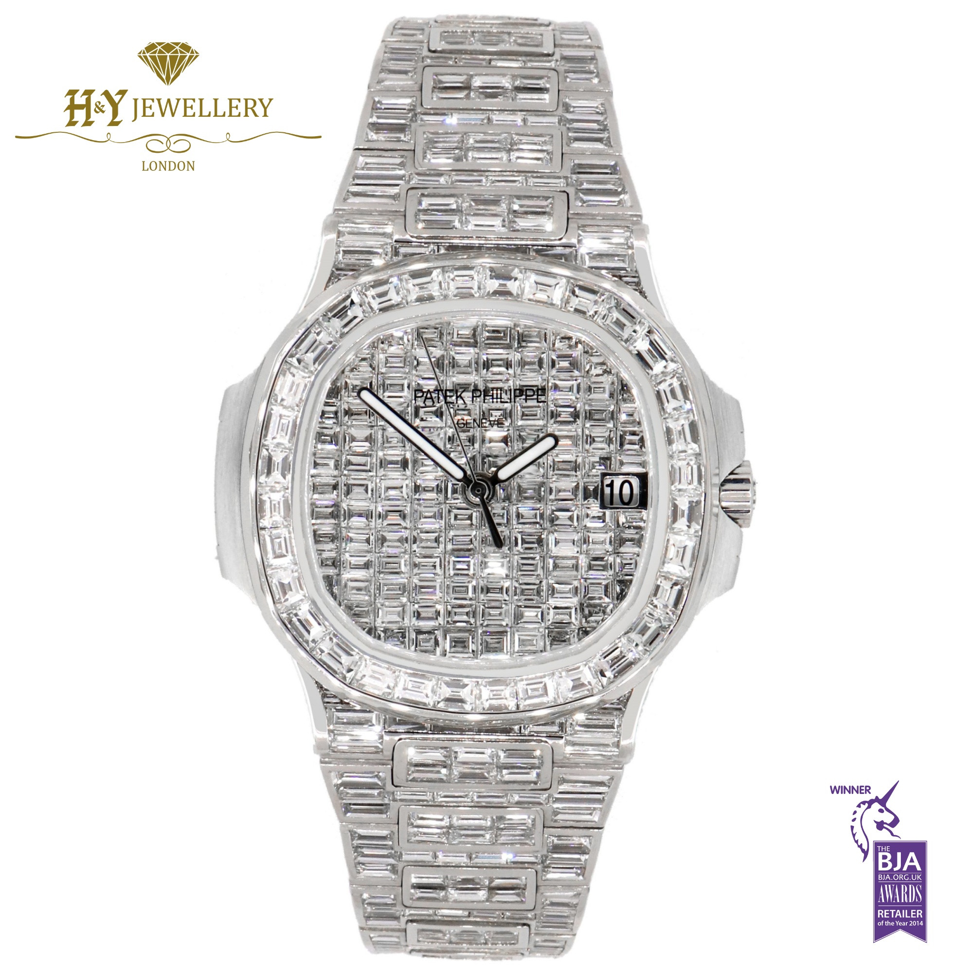 Patek philippe nautilus best sale white gold diamond