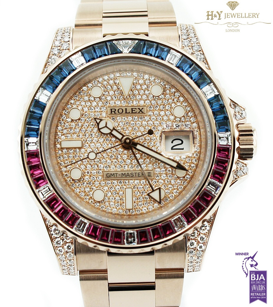 Rolex GMT Master II Factory Set Rose Gold ref 126755SARU